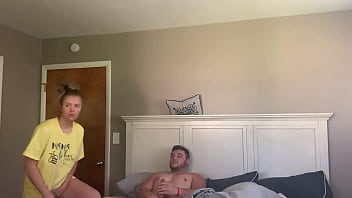 Amateur blonde rides neighbor's cock while her husband is out