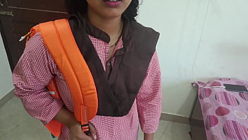 Alpana and her boyfriend engage in passionate sex during college time, complete with uniform and clear Hindi audio. She eagerly pleasures him with her mouth before riding him in cowgirl position up close and with intense penetration