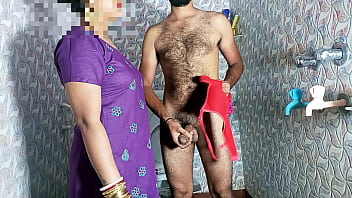 Desi aunty caught in compromising position with son's friend in bathroom