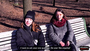 Experience the thrill of street gambling with unknown girls in a public setting