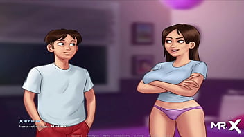 Summer-themed erotic art featuring a sexy anime teen with a big ass